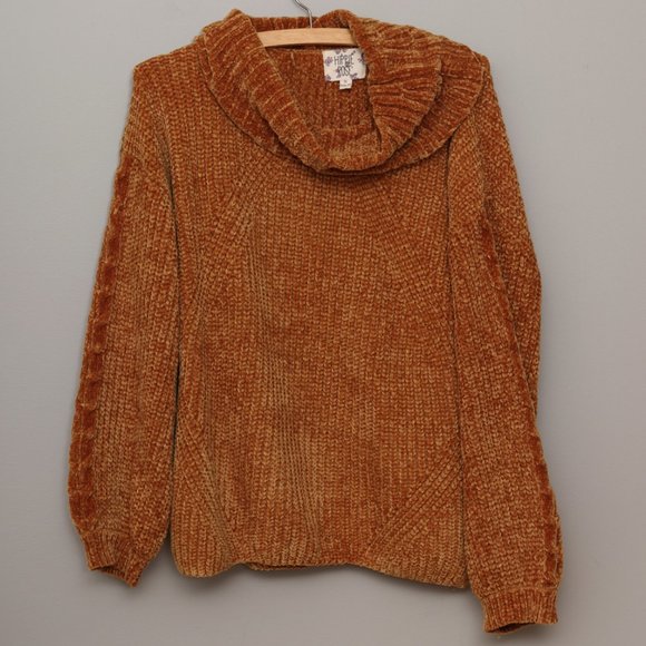 Womens chenille mustard cowl neck sweater - Picture 3 of 4